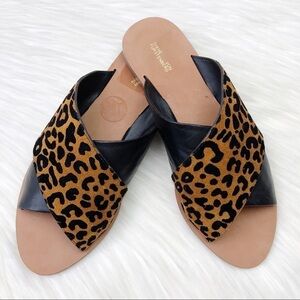 New DVF Bailie Suede Leather Leopard Slide Sandals